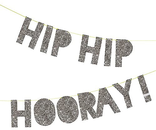 Shindigz Silber Glitzer Hip Hip Hurra, Girlande