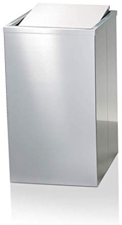 Decor Walther Wäschekorb Edelstahl matt mit Schwingdeckel, 58 cm x 32 cm x 32 cm, Silber
