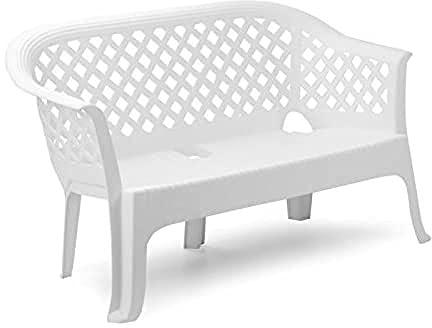 Ipae-Progarden Banco monobloque apilable, Made in Italy, 134 x 72 x 76 cm, Color Blanco