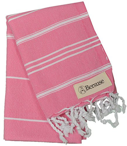 Bersuse 100% Coton - Anatolia Petite Serviette Turque - Serviette Invité, Essuie Mains - Oeko-TEX - 60x100 cm, Rose