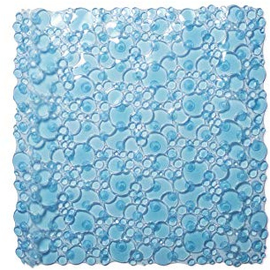 Croydex Bubbles Non-Phthalate Slip-Resistant PVC Suction Shower Mat, Blue, 53 x 53cm