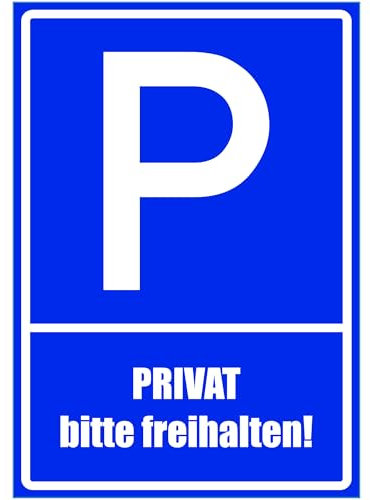 Kiwistar - Parkplatzschild - Alu Verbund kein PVC! - Privat - Bitte freihalten - 21 x 15cm