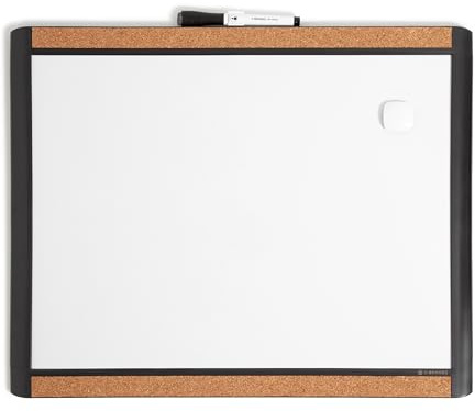 U Brands Magnetic Dry Erase Board White Board, 16 x 20, Black Pin-It Frame, Includes Marker and Magnet