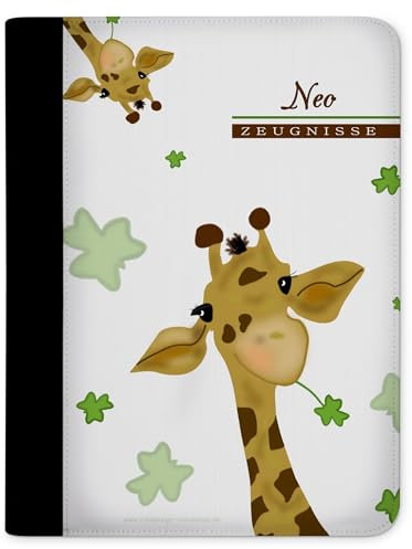 CreaDesign Customize A4 Zeugnismappe für Kinder 26,7x32,7x1 cm, Sichtbuch mit 10 Klarsichthüllen, erweiterbar auf bis zu 20 Taschen, Giraffe design, Dokumentenmappe für Schüler