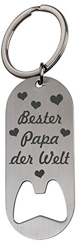 geschenke-fabrik -Schlüsselanhänger/Flaschenöffner mit GravurBester Papa der Welt - Geschenk für den Vater zum Vatertag - zu Weihnachten - zum Geburtstag