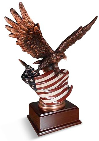 Statue Marian Imports Bald Eagle auf USA-Flagge, bronzefarben, Kunstharz, 25,4 cm