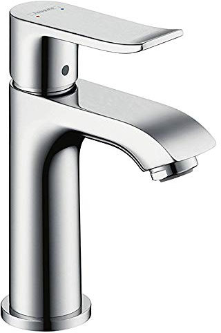 hansgrohe Wasserhahn Metris (Armatur mit Auslauf Höhe 100mm und Zugstangen-Ablaufgarnitur) Chrom