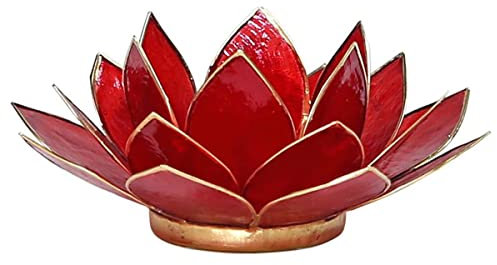 Porte Bougie Fleur de Lotus rouge et or 1er chakra
