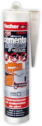 fischer - Cemento Express 310ml Gris Claro | Relleno de Reparación de Juntas | Uso Interior y Exterior | Aplicación Fácil con Pistola de Silicona | Resistente a la Lluvia, Multicolor, 310 ml