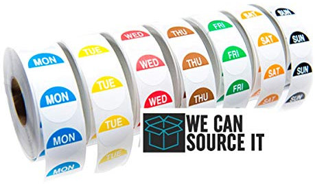 Food Label Day Dots Full Week 1000 Stickers per Day | Food Hygiene Day Labels, Food Rotation Labels