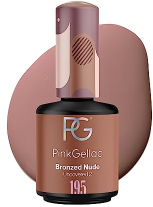 Pink Gellac UV Gel Nagellack - 195 Bronzed Nude 15 ml - Lang Anhaltend Shellac Nagellack Braun - Gel UV für 14 Tage Nägel in Salonqualität - Made in Holland