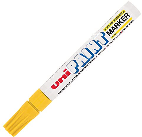 Uniball PX20-J Paint Marker Marqueur peinture à base d'huile indélébile Pointe moyenne ogive Jaune Lot de 12