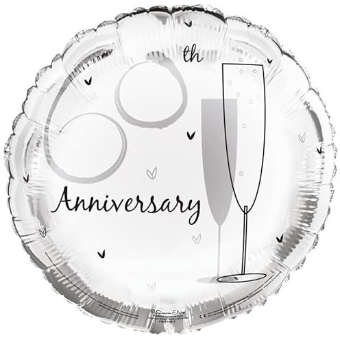 Round 18 60th Anniversary Foil Helium Balloon (Not Inflated) - Champagne Flutes