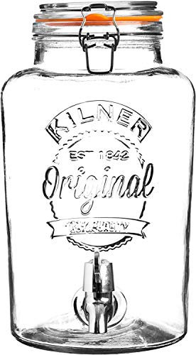 Kilner Large Clip Top Storage Drinks Preserving Wine Beverage Dispensers Jars with Tap 8 Litre