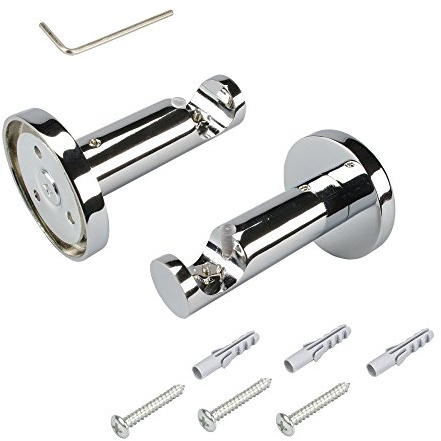 Liedeco Träger, Auflageträger 1-läufig | Gardinenstangen 20 mm Piano Klavierlack-Serie | 1 Stück | Chrom-Glanz