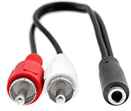 KnnX 28052 - Cable de Audio estéreo bidireccional de 20cm - Conector Hembra de 3,5mm a 2 x RCA Phono Macho - para Auricular, Bluetooth transmisor y más.