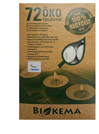 BIOKEMA 72er Pack Öko-Teelichter mit Aluhülle