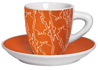 Bialetti rtatz261 Colored Set mit 2 Tassen + Untertassen Porzellan verziert orange 13 x 13 x 10 cm