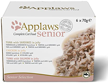 Applaws Complete Wet Cat Food for Senior Adult Cats, Tuna and Chicken Selection in Jelly Tin 6 x 70g