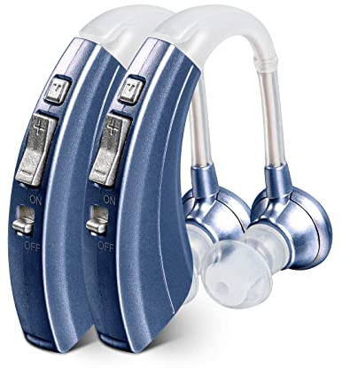Digital Hearing Amplifiers Qty 2 (Modern Blue) 500hr Battery by Britzgo BHA-220D