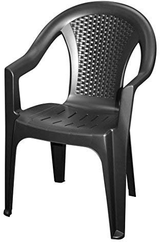 Spetebo Stapelbarer Gartenstuhl in 2 Farben - Monoblock in Rattan Optik aus Kunststoff - Stapelstuhl Kunststoffstuhl