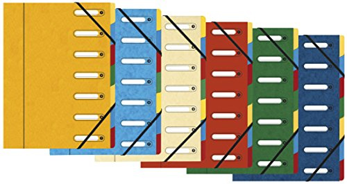 Exacompta - Ref 5307E - Harmonika Multipart File - 24.5 x 32cm in Size, Suitable for A4 Documents, 7 Multi-Coloured Tabbed Sections, Premium Pressboard Cover - Assorted Colours (Pack of 8)