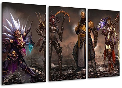 PrintArtGalery Diablo Leinwandbild auf Holzrahmen gespannt Größe: 3 Teilig (Gesamtmaß: 120x80 cm)