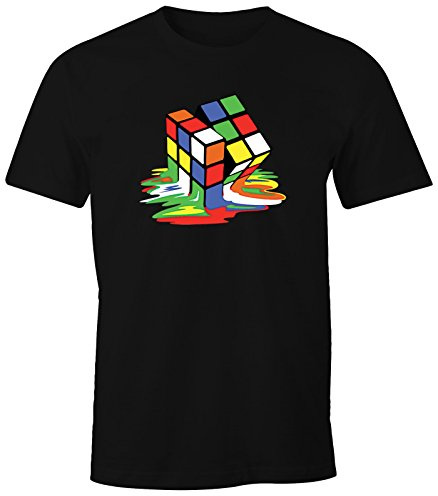 MoonWorks Herren T-Shirt - Melting Rubiks Cube Schmelzender Zauberwürfel - Comfort Fit