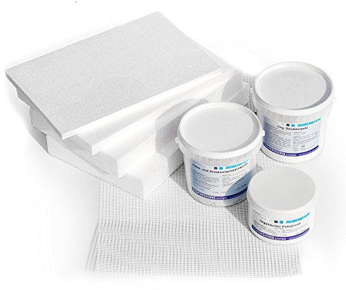 Ruberstein® WDVS Reparaturset für Löcher in Fassade, Spechtlöcher reparieren, Kratzputz 2mm