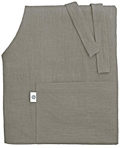Linen & Cotton Luxus Schürze, Küchenschürze, Kochschürze, Grillschürze ELLA, 100% Leinen - 70 x 84cm (Grau)