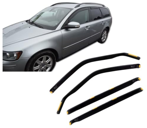 J&J AUTOMOTIVE HEKO Windabweiser für Volvo V50 5-Türer 2004-2012, 4tlg | 4 HEKO Windabweiser für Volvo V50 5-Türer, PMMA, Fensterkanal.