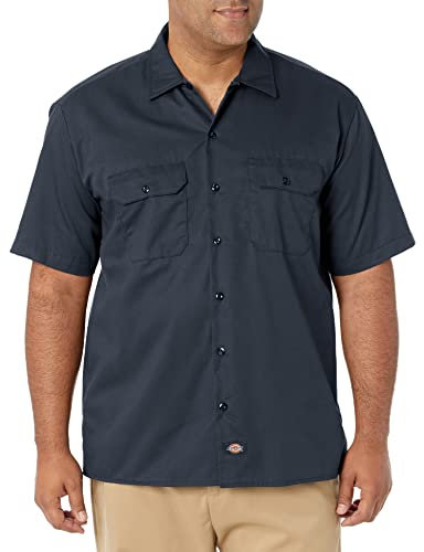 Dickies Men's Work Shirt Short Sleeved Workwear, Blue (Dark Navy), Small