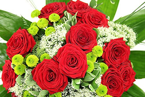 Großer XXL Blumenstrauß - Premiumstrauß - Romantik mit 15 großblütigen roten Rosen - Inklusive Grußkarte # Liebe