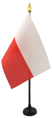 AZ FLAG - Tischflagge Polen - 15x10 cm Goldene Splitze - Polnische Tischfahne 10 x 15 Cm - Flaggen