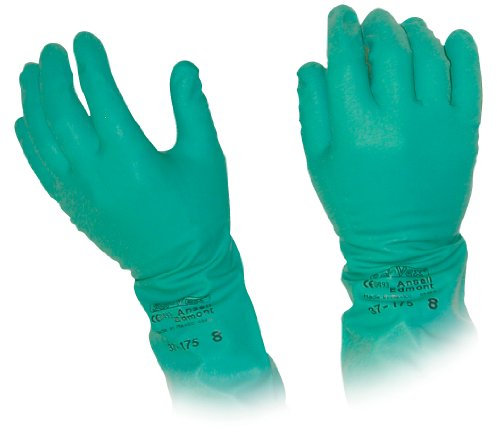Honeywell LA132G/9L Nitriguard Heavy Chemical Nitriguard, guanti in nitrile, senza lattice, verde, lunghezza 33 cm, adatti per industrie chimiche/pulizia industriale, taglia 9L (12 paia)