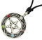 benerini Pewter Pentacle of Life Pendant on Adjustable Black Cord Necklace