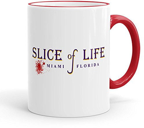 Funtasstic Tasse Slice of Life - Kaffeepott Kaffeebecher 300 ml, Farbe:rot