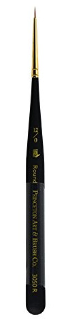 Princeton Mini-Detailer Round Brush, Synthetic, Short Handle, Size 12/0 inch, 1 Count