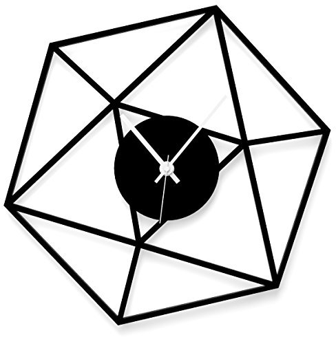 WANDKINGS Wanduhr Hexagon aus Acrylglas, in 11 Farben erhältlich (Farbe: Uhr = Schwarz glänzend; Zeiger = Weiß)