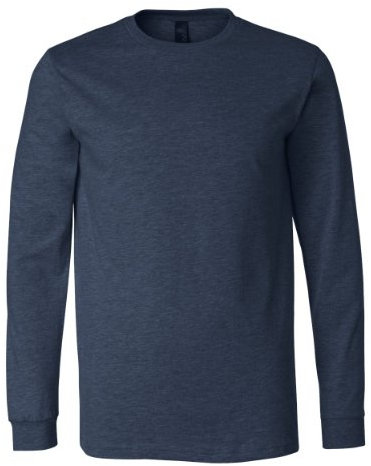 Bella Canvas Men's Jersey Long-Sleeve T-Shirt (3501) Heather Navy - Blue -