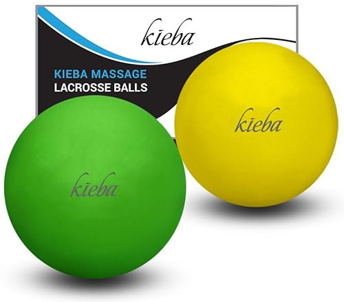 Kieba Massage Lacrosse Bälle für myofasziale Entspannung, Triggerpunkt-Therapie, Muskelknoten und Yoga-Therapie, Set mit 2 festen Bällen (grün und gelb)
