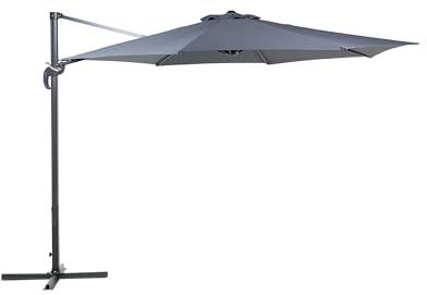 Beliani Outdoor Cantilever Parasol Octagonal Grey Canopy Steel Black Base Savona