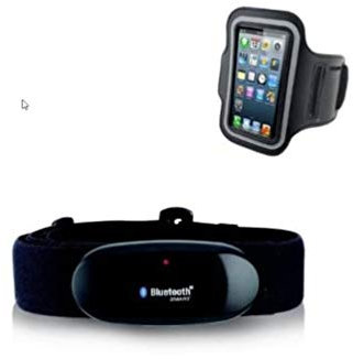 GO-SHOPPING24 Bluetooth BRUSTGURT 5.0 + Armband für iPhone 4/5/6/SE/7/8/10/X/11/12/13 für RUNTASTIC, RUNTASTIC PRO, Road Bike, Mountain Bike App