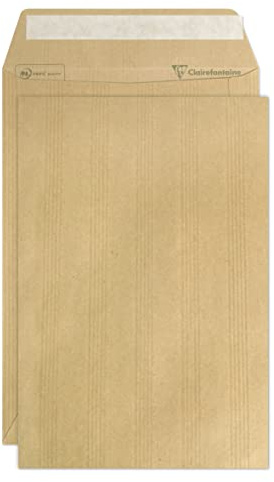 Clairefontaine 7742C - Karton mit 500 Versandtaschen Kraftbraun C5-162x229 mm, selbstklebend, 90g, 1 Karton