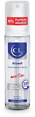 CL Kristall Antitranspirant gegen starkes Schwitzen - 75 ml Anti Transpirant Spray bietet 24 Stunden Schutz bei empfindlicher Haut - Kristall Deo Herren & Damen - Deodorant Männer & Frauen