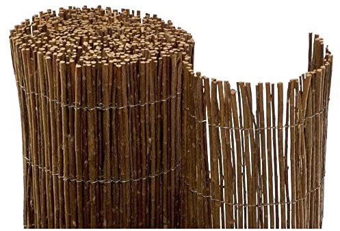 NOOR Weidematte Deluxe 1,80 x 3,00m I Natürliche Weidesichtschutzmatte mit verwobenem, verzinktem Draht für hohe Stabilität I Terrassen- und Balkon-Windschutz