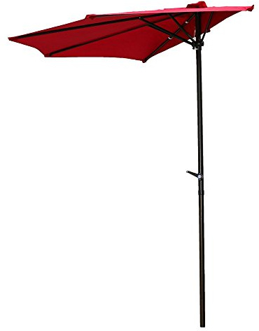 International Caravan Furniture Piece 9-Foot Half Round Wall Hugger Umbrella