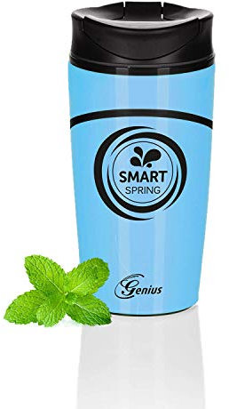 Genius Smart SpringNever Fall Trink-Becher Trink-Flasche Thermo-Becher Smoothie-Becher 300 ml Farbe Hellblau - Ideal für unterwegs ohne auslaufen