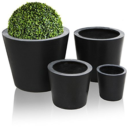 Primrose Black Patio Polystone Round Planter Jumbo 170 Litres 50cm x 60cm