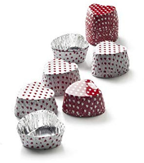 Ibili Pralinenförmchen Heart 36 Stück aus Aluminium, rot/weiß, 3 x 3 x 1.5 cm, Einheiten